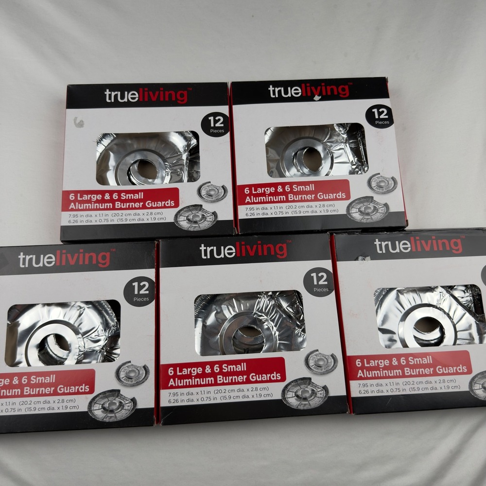 True Living 60pc Aluminum Burner Guards 5pk Electric Stove Drip Pan Liners G0305